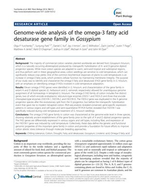 Genome-wide analysis of the omega-3 fatty acid desaturase gene family in Gossypium