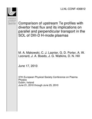 Comparison of upstream Te profiles with divertor heat flux and its implications on parallel and perpendicular transport in the SOL of DIII-D H-mode plasmas