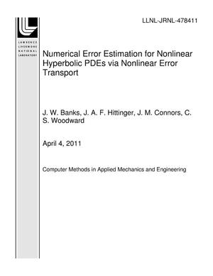Numerical Error Estimation for Nonlinear Hyperbolic PDEs via Nonlinear Error Transport