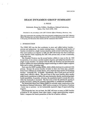 Beam Dynamics Group Summary