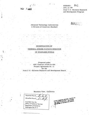 INVESTIGATION OF THERMAL-STRESS-FATIGUE BEHAVIOR OF STAINLESS STEELS. Quarterly Progress Report No. 7, July-September 1963