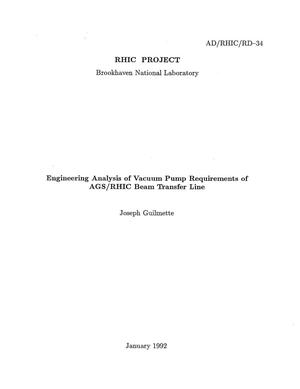 Engineering Analysis of Vacuum Pump Requirements of AGS/RHIC Beam Transfer Line