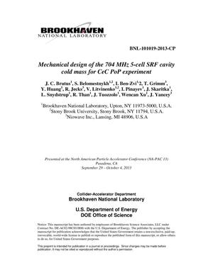 MECHANICAL DESIGN OF THE 704 MHz 5-CELL SRF CAVITY COLD MASS FOR CeC PoP EXPERIMENT