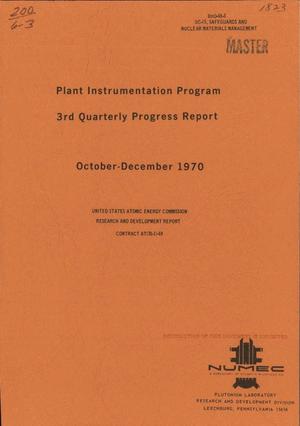 Plant Instrumentation Program. Third Quarterly Report, October--December 1970.
