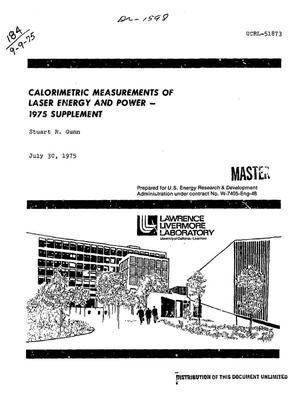 Calorimetric measurements of laser energy and power: 1975 supplement
