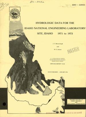 Hydrologic data for the Idaho National Engineering Laboratory site, Idaho