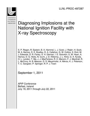 Diagnosing Implosions at the National Ignition Facility with X-ray Spectroscopy