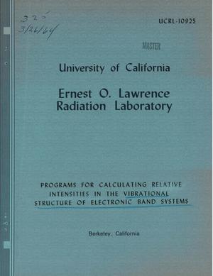 Programs for Calculating Relative Intensities in the Vibrational Structure of Electronic Band Systems