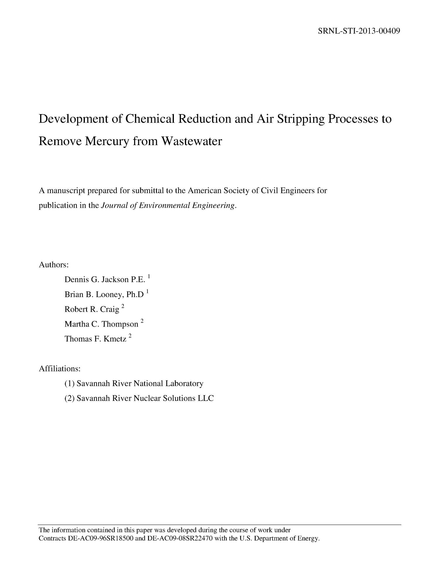 Development Of Chemical Reduction And Air Stripping Processes To Remove Mercury From Wastewater
                                                
                                                    [Sequence #]: 2 of 26
                                                