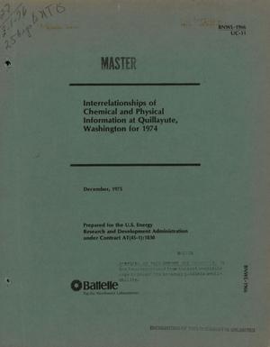 Interrelationships of chemical and physical information at Quillayute, Washington for 1974