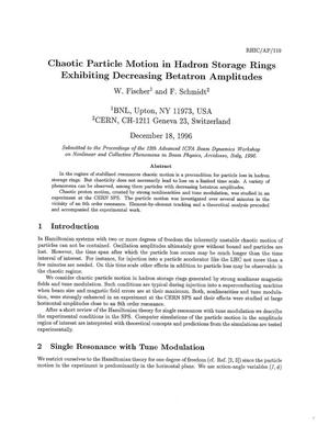 Chaotic Particle Mation in Hadron Storage Rings Exhibiting Decreasing Betatron Amplitudes