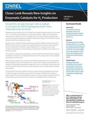 Closer Look Reveals New Insights on Enzymatic Catalysts for H2 Production (Fact Sheet)