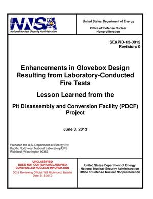 Enhancements in Glovebox Design Resulting from Laboratory-Conducted FIre Tests