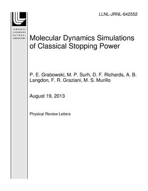 Molecular Dynamics Simulations of Classical Stopping Power