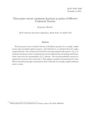 Three-point current correlation functions as probes of Effective Conformal Theories