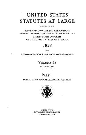 United States Statutes At Large, Volume 72, 1958