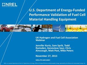 U.S. Department of Energy-Funded Performance Validation of Fuel Cell Material Handling Equipment