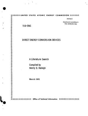 DIRECT ENERGY CONVERSION DEVICES. A Literature Search