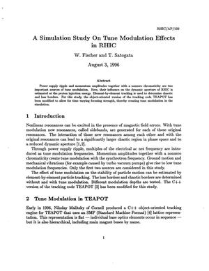 A Simulation Study on Tune Modulation Effects in RHIC