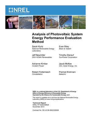 Analysis of Photovoltaic System Energy Performance Evaluation Method