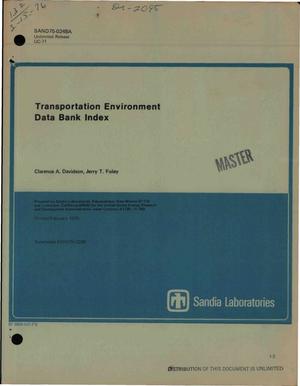 Transportation environment data bank index