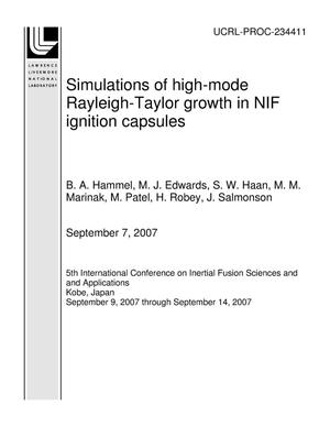 Simulations of high-mode Rayleigh-Taylor growth in NIF ignition capsules