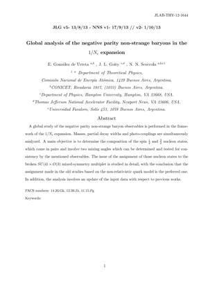 Global Analysis Of The Negative Parity Non-Strange Baryons In The 1/N{sub c} Expansion