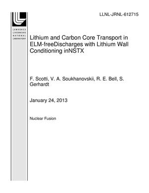 Lithium and Carbon Core Transport in ELM-freeDischarges with Lithium Wall Conditioning inNSTX