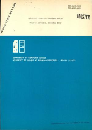 QUARTERLY TECHNICAL PROGRESS REPORT, OCTOBER--DECEMBER 1969.
