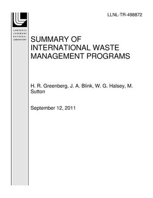 Summary of International Waste Management Programs