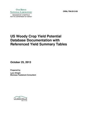 US Woody Crop Yield Potential Database Documentation with Referenced Yield Summary Tables