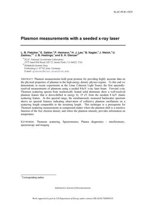 Plasmon Messurements with a Seeded X-ray Laser