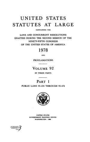 Primary view of object titled 'United States Statutes At Large, Volume 92, 1978'.