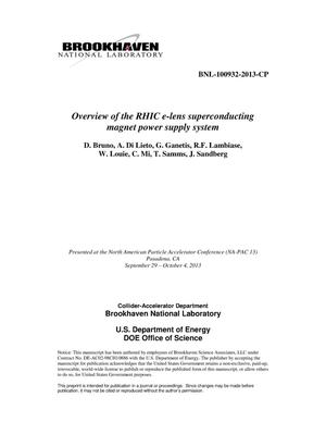 Overview of the RHIC e-Lens Superconducting Magnet Power Supply System
