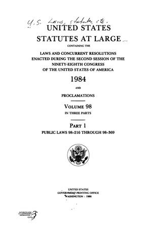 United States Statutes At Large, Volume 98, 1984