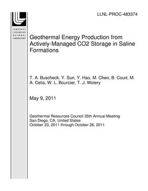 Geothermal Energy Production from Actively-Managed CO2 Storage in Saline Formations