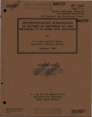 Spectrophotometric Determination of Mixtures of Neptunium(IV) and Neptunium(V) in Nitric Acid Solutions