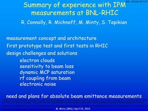 Summary of experience with IPM measurements at BNL-RHIC