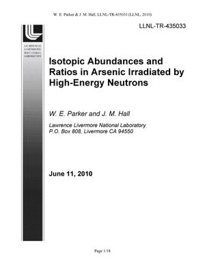 Isotopic Abundances and Ratios in Arsenic Irradiated by High-Energy Neutrons