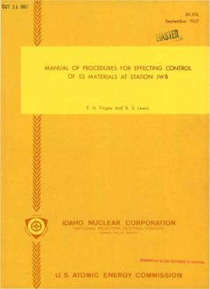 MANUAL OF PROCEDURES FOR EFFECTING CONTROL OF SS MATERIALS AT STATION JWB.