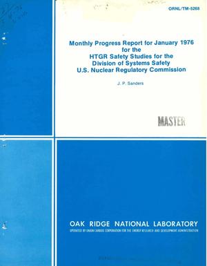 Monthly progress report for January 1976 for the HTGR safety studies for the Division of Systems Safety, U.S. Nuclear Regulatory Commission