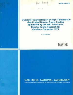 Quarterly progress report on high-temperature gas-cooled reactor safety studies sponsored by the NRC Division of Reactor Safety Research for October--December 1975