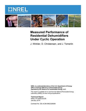 Measured Performance of Residential Dehumidifiers Under Cyclic Operation