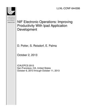 NIF Electronic Operations: Improving Productivity With Ipad Application Development