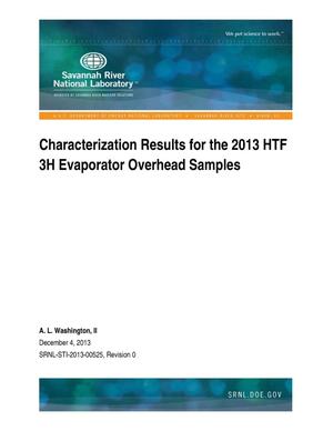 Characterization Results For The 2013 HTF 3H Evaporator Overhead Samples