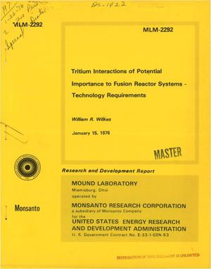 Tritium interactions of potential importance to fusion reactor systems: technology requirements