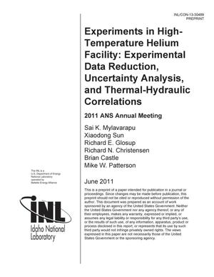Experiments in High-Temperature Helium Facility: E