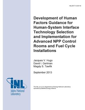 Development of Human Factors Guidance for Human-Sy
