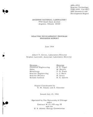 REACTOR DEVELOPMENT PROGRAM. Progress Report, June 1964