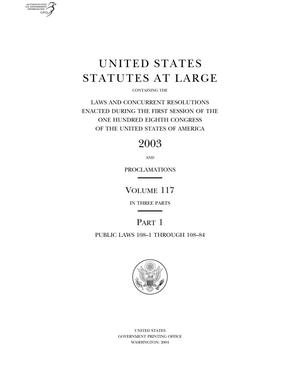 Primary view of object titled 'United States Statutes At Large, Volume 117, 2003'.